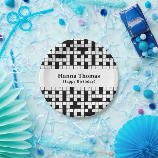 クロスワードパズルテーマ誕生日 ペーパープレート (パーティー)