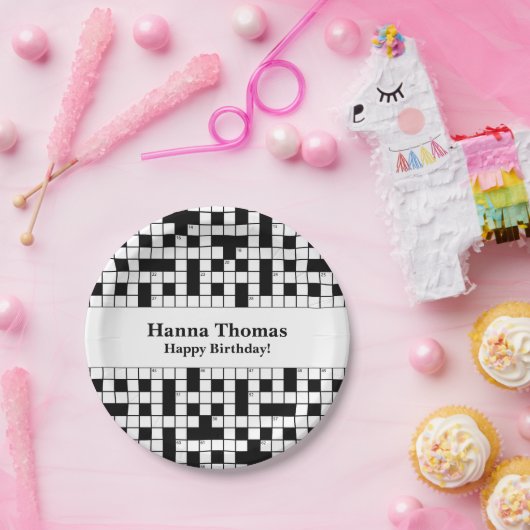 クロスワードパズルテーマ誕生日 ペーパープレート (パーティー)