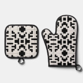 クロスワードパズルデザイン 鍋つかみ&鍋敷きセット (正面)