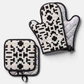 クロスワードパズルデザイン 鍋つかみ&鍋敷きセット (正面/裏面)