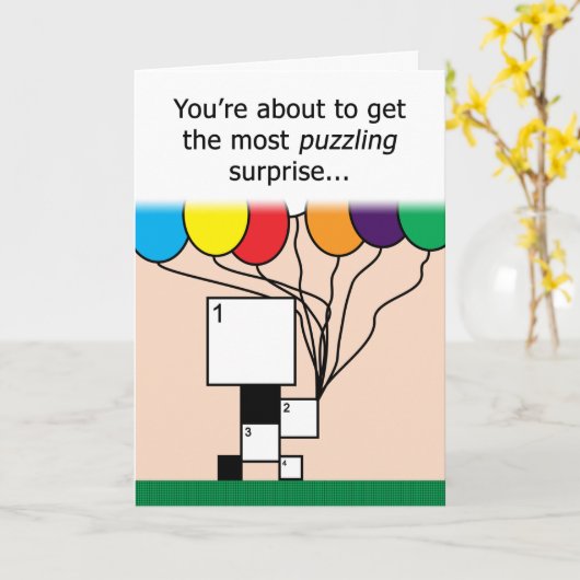 クロスワードパズルハッピーバースデーカード（11x11グリッド） カード (黄色い花)