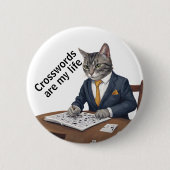 クロスワードパズルパズルsudukoクロスワードの手がかり 缶バッジ (正面)