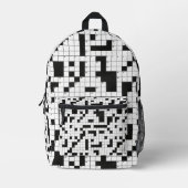 クロスワードパズルパターン プリントバックパック (正面)