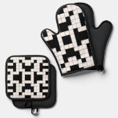 クロスワードパズルパターン 鍋つかみ&鍋敷きセット (正面/裏面)