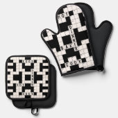クロスワードパズルパターン 鍋つかみ&鍋敷きセット (正面/裏面)