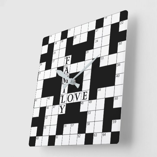 クロスワードパズルファミリーラブ スクエア壁時計 (傾斜)