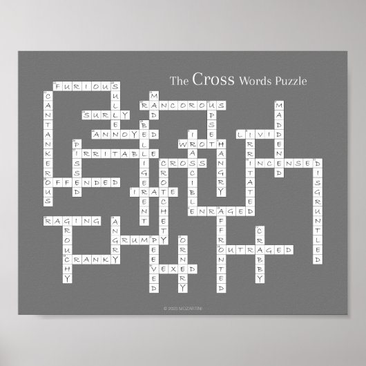 クロスワードパズル不機嫌なユーモア灰色 ポスター (正面)