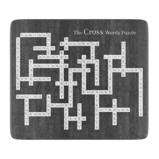クロスワードパズル意味論ユーモア灰色 カッティングボード (正面)