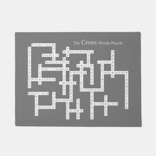 クロスワードパズル意味論ユーモア灰色 ドアマット (正面)