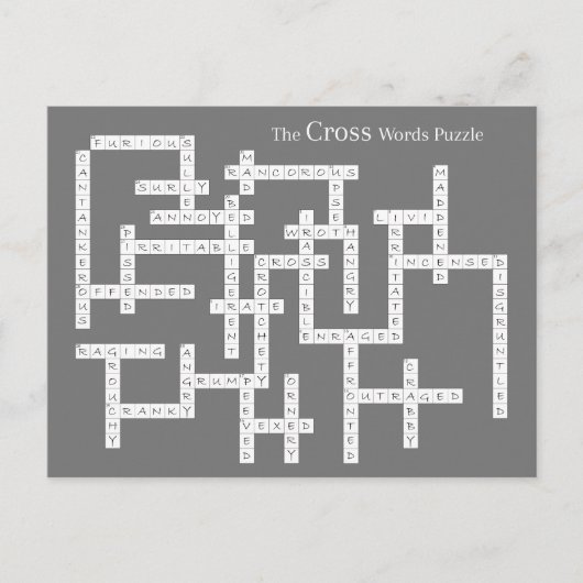 クロスワードパズル意味論ユーモア灰色 ポストカード (正面)