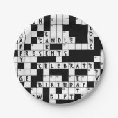 クロスワードパズル誕生日パーティー ペーパープレート (正面)