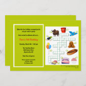 クロスワードパズル誕生日招待状 招待状 (正面/裏面)
