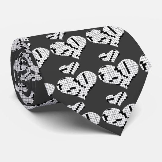 クロスワード・パズルのハートのタイ ネクタイ (ロール)