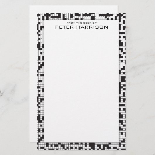 クロスワード・パズルのパーソナライズな文房具 便箋 (正面/裏面)