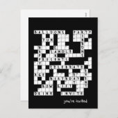 クロスワード・パズルの誕生会の招待 シーズンポストカード (正面/裏面)