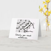 クロスワ救済ード付き猫 – おもしろい Cat Card カード (黄色い花)