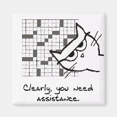 クロスワ救済ード付き猫 – おもしろい Cat Magnet マグネット (正面)