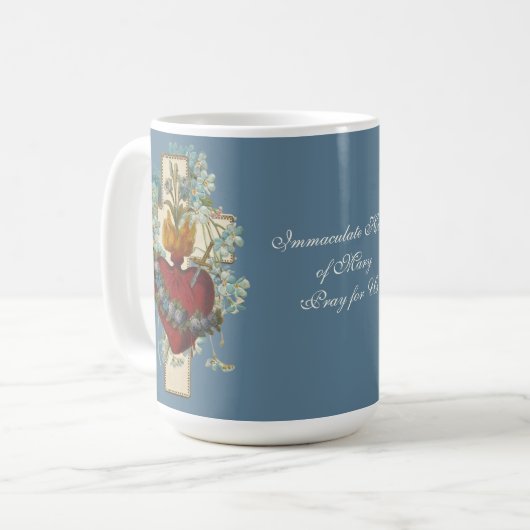 クロスヴァージンメリーマルキュレートハート宗教 コーヒーマグカップ (正面左)