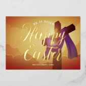 クロス上の紫のサッシと金ゴールドフォント 箔シーズンカード (正面)