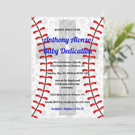 クロス付き野球ベイビー献堂招待状 招待状 (スタンド正面)