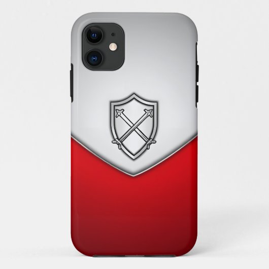 クロス剣のシルバーシールドと赤 Case-Mate iPhoneケース (裏面)