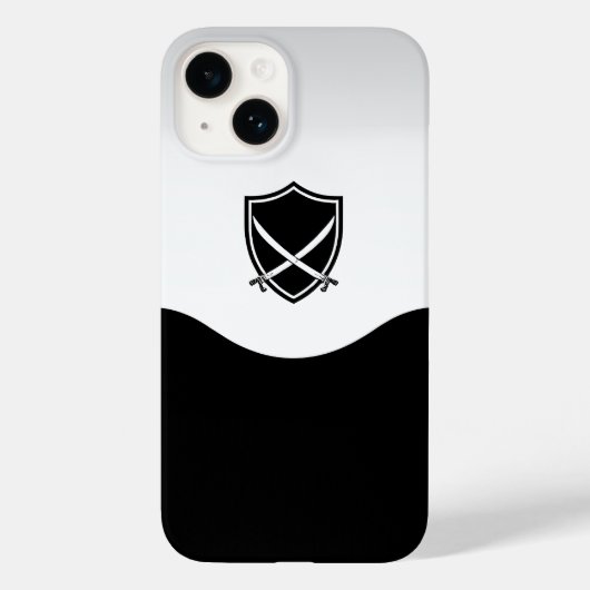 クロス剣のシルバーシールドと黒 Case-Mate iPhoneケース (裏面)