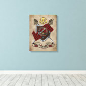 クロス剣を使用したウォレスクランバッジ キャンバスプリント (インサイチュ (ウッドフロア))