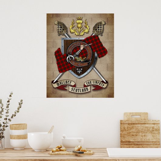 クロス剣を使用したウォレスクランバッジ ポスター (キッチン)