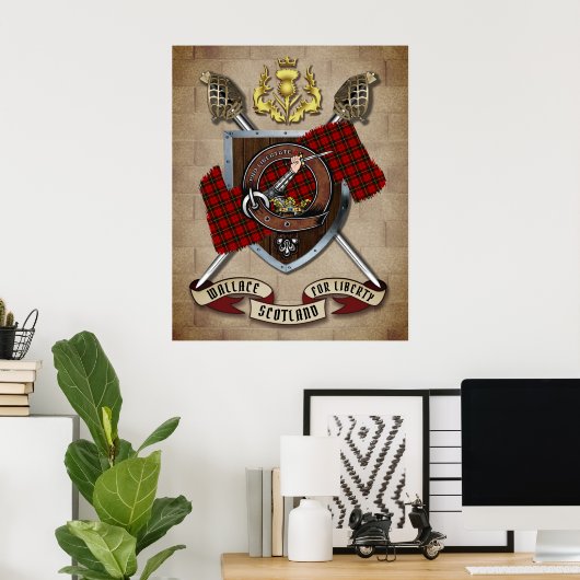 クロス剣を使用したウォレスクランバッジ ポスター (ホームオフィス)