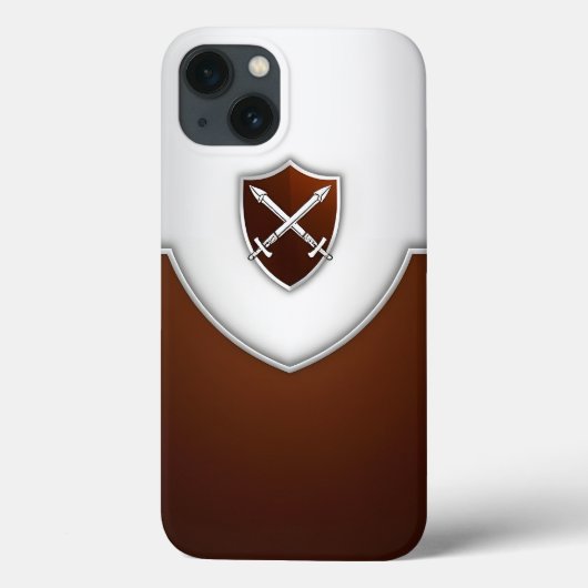 クロス剣を持つ銀と茶色の盾 Case-Mate iPhoneケース (裏面)