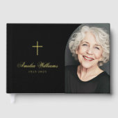 クロス愛シンプルの思い出の葬儀の記念写真 ゲストブック (正面)