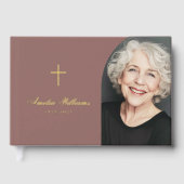 クロス愛シンプルの思い出の葬儀の記念写真 ゲストブック (正面)