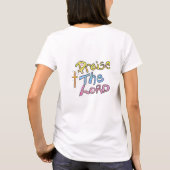 クロス柄のクリスチャンレディース「主を賛美せよ」 Tシャツ (裏面)
