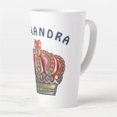 クロス王室のクラウン – 金ゴールドブルーレッド カフェラテマグ (右アングル)