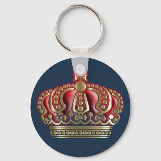クロス王室のクラウン – 金ゴールドブルーレッド キーホルダー (正面)