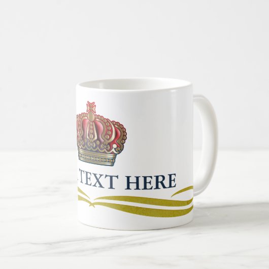 クロス王室のクラウン – 金ゴールドブルーレッド コーヒーマグカップ (正面右)