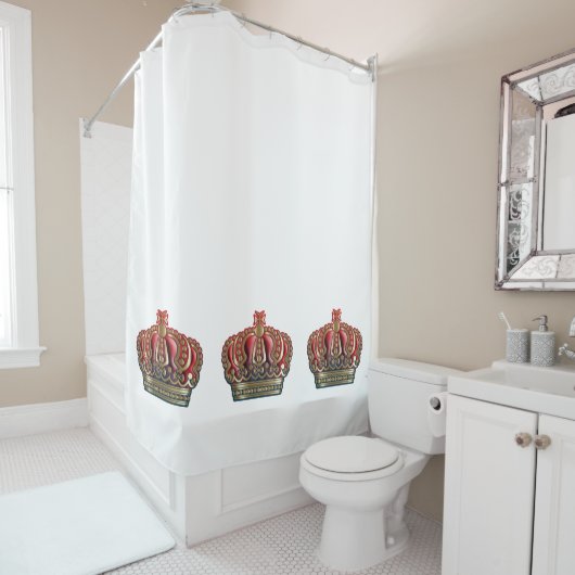 クロス王室のクラウン – 金ゴールドブルーレッド シャワーカーテン (インサイチュ)