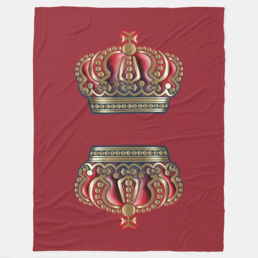 クロス王室のクラウン – 金ゴールドブルーレッド フリースブランケット (正面)