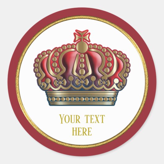 クロス王室のクラウン – 金ゴールドブルーレッド ラウンドシール (正面)
