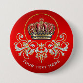 クロス王室のクラウン – 金ゴールドブルーレッド 缶バッジ (正面)