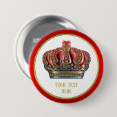 クロス王室のクラウン – 金ゴールドブルーレッド 缶バッジ (正面&裏面)