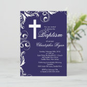 クロス男の赤ちゃんバプティエレガントスマ《キリスト教》洗礼式や命名式 招待状 (スタンド正面)