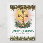 クロス白熱［赤熱］光を放つ | クリスチャンのクリスマスカード シーズンカード (正面)