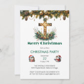 クロス白熱［赤熱］光を放つ | クリスチャン・クリスマス 招待状 (正面)