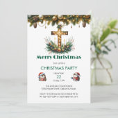 クロス白熱［赤熱］光を放つ | クリスチャン・クリスマス 招待状 (スタンド正面)