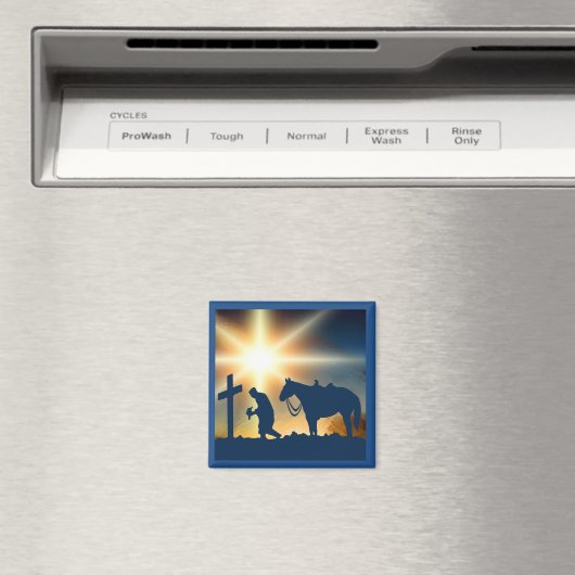 クロス祈に馬を乗せたカウボーイ マグネット (インサイチュ (食洗機))