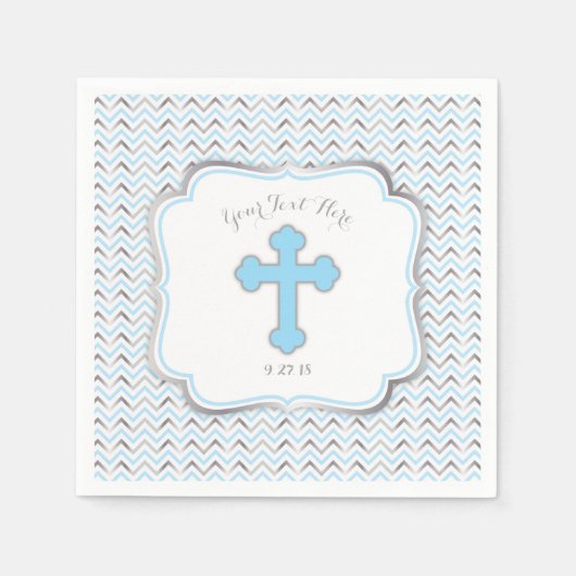 クロス紙ナプキンズブルー&シルバー スタンダードカクテルナプキン (正面)