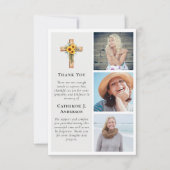 クロス素朴ひまわり3フォト悔やみや弔慰葬儀 サンキューカード (正面)