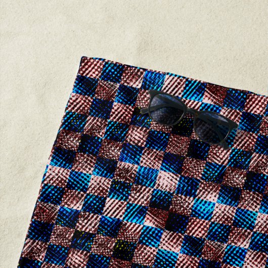 クロス素朴スクラッチの型枠のチェス ビーチタオル (インサイチュ)