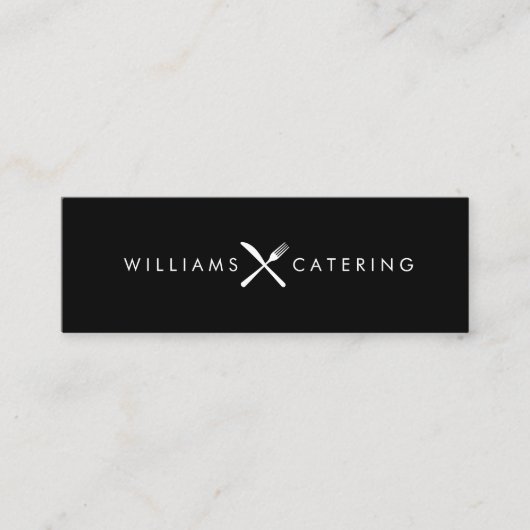 クロス素朴フォークナイフロゴ黒 スキニー名刺 (正面)